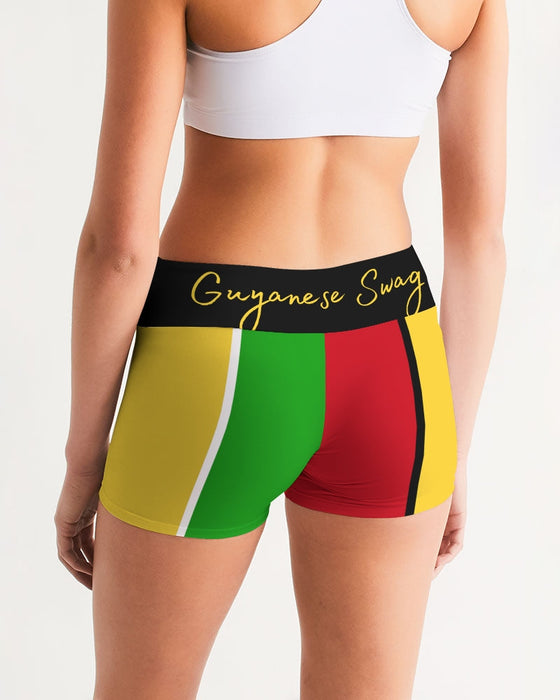 Guyanese Swag Ice Gold Green Women's Mid-Rise Yoga Shorts