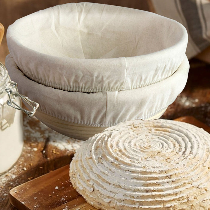 8-Inch Round Banneton Bread Proofing Baskets | With Dough Scraper & Liner