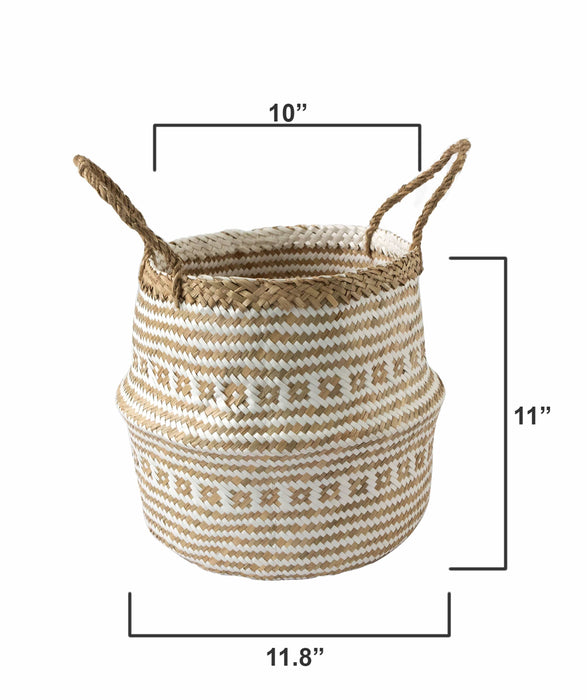 Belly Basket with Handles | Woven Baskets for Laundry Storage & Home Supplies (Small)