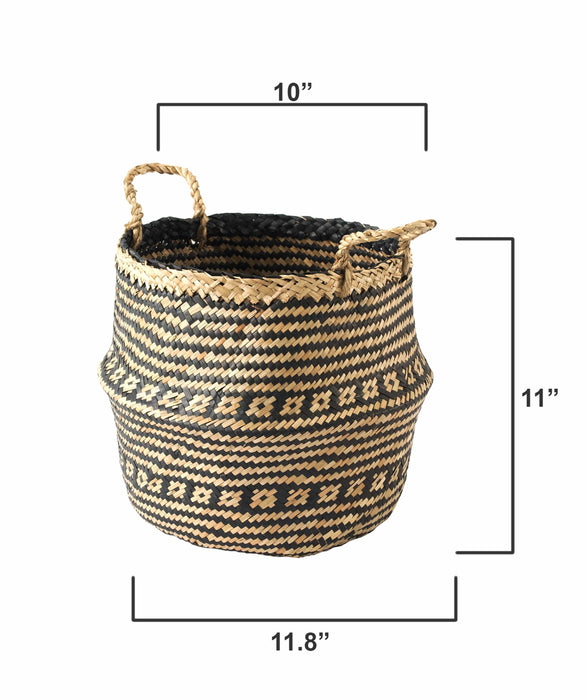 Belly Basket with Handles | Woven Baskets for Laundry Storage & Home Supplies (Small)