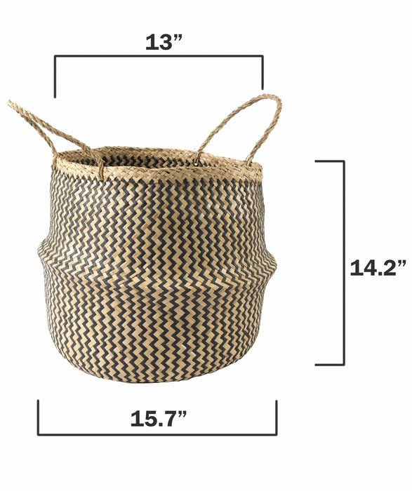 Belly Basket with Handles | Woven Baskets for Laundry Storage & Home Supplies (Small)