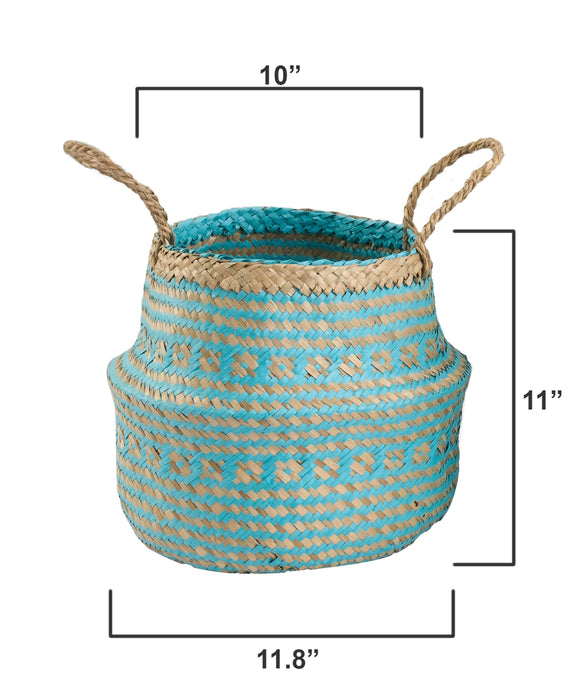 Belly Basket with Handles | Woven Baskets for Laundry Storage & Home Supplies (Small)