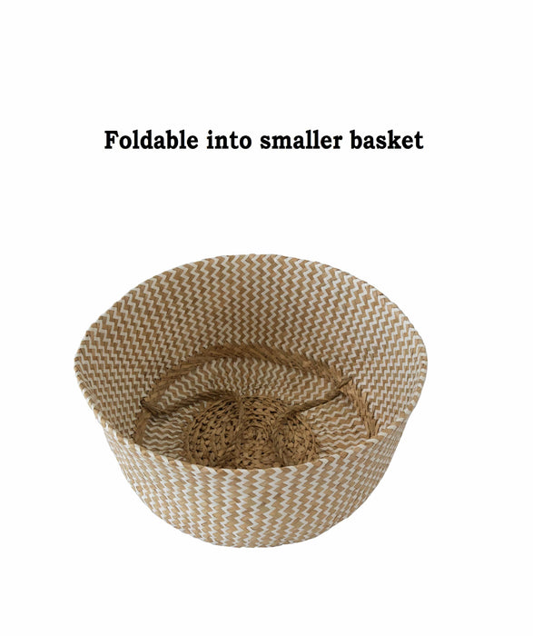 Belly Basket with Handles | Woven Baskets for Laundry Storage & Home Supplies (Small)