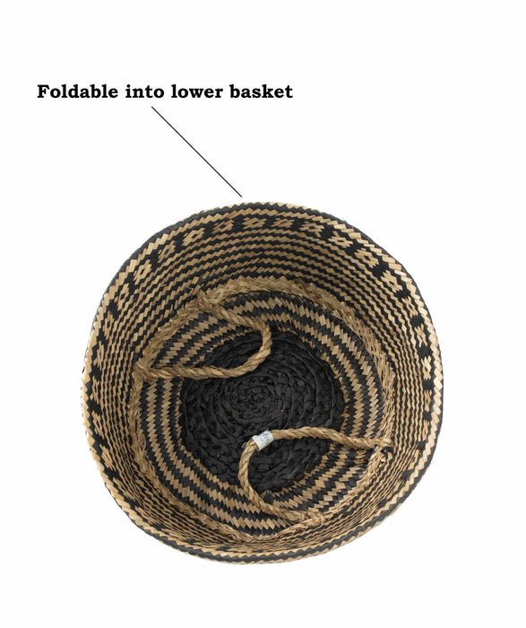 Belly Basket with Handles | Woven Baskets for Laundry Storage & Home Supplies (Small)