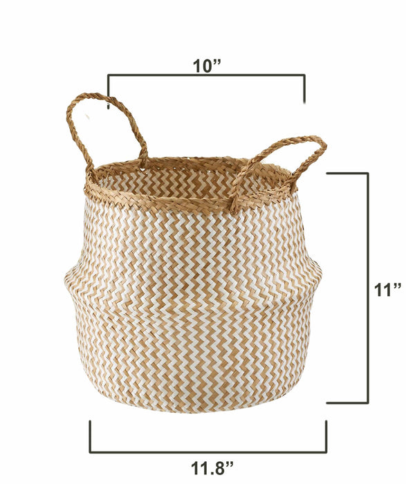 Belly Basket with Handles | Woven Baskets for Laundry Storage & Home Supplies (Small)