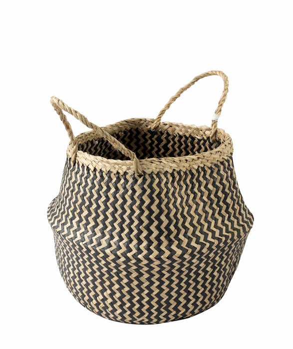 Belly Basket with Handles | Woven Baskets for Laundry Storage & Home Supplies (Small)