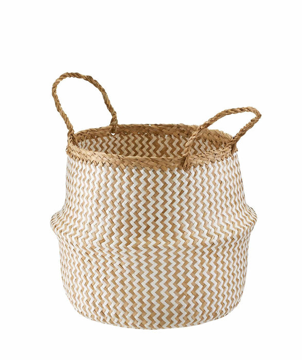 Belly Basket with Handles | Woven Baskets for Laundry Storage & Home Supplies (Small)