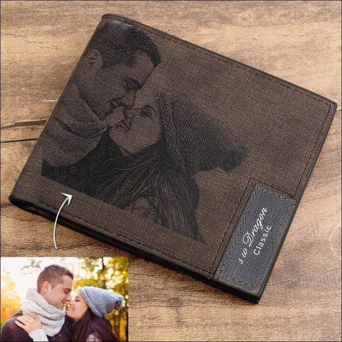 Custom Picture Engraved Inscription Leather Wallet Gift