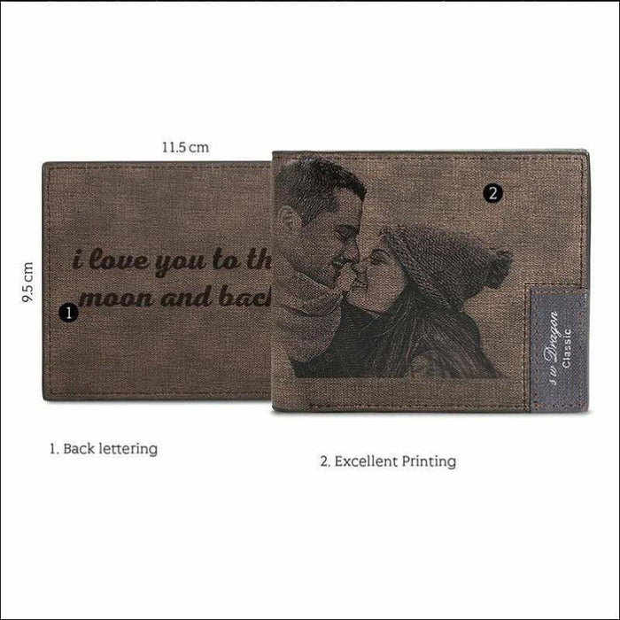 Custom Picture Engraved Inscription Leather Wallet Gift