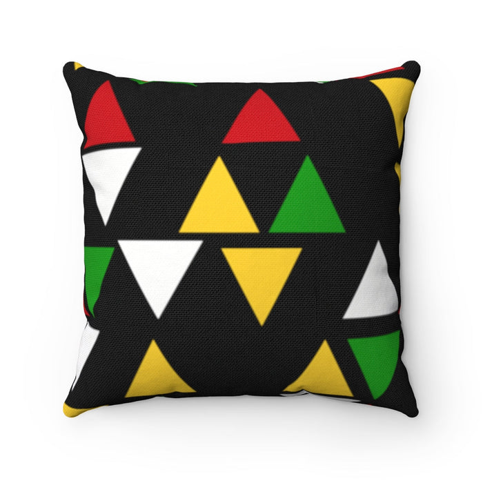 Guyanese Swag Triangle Ice Gold Green Spun Polyester Square Pillow
