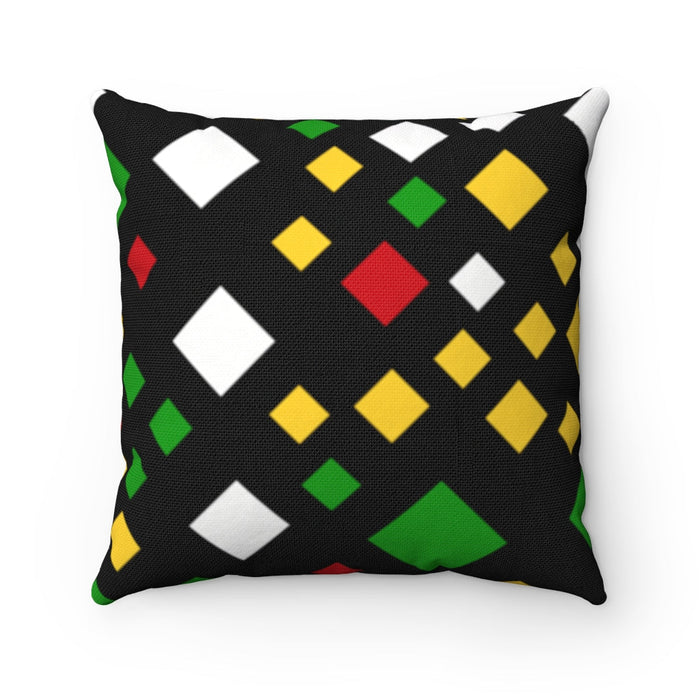 Guyanese Swag Cube Ice Gold Green Spun Polyester Square Pillow