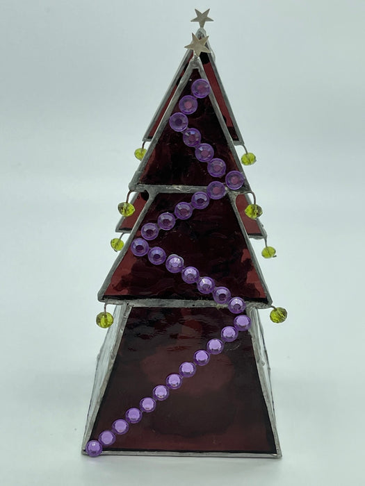 Christmas Tree Leadlight, Tea Light or Serviette Holder.