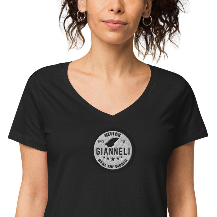 HEAL THE WORLD Women’s Fitted V-neck T-shirt by Gianneli