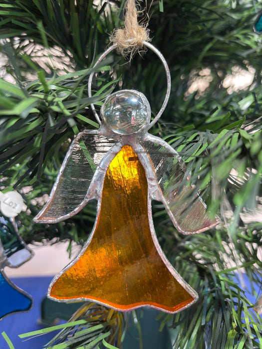 Orange Leadlight Angel Hanging Ornament