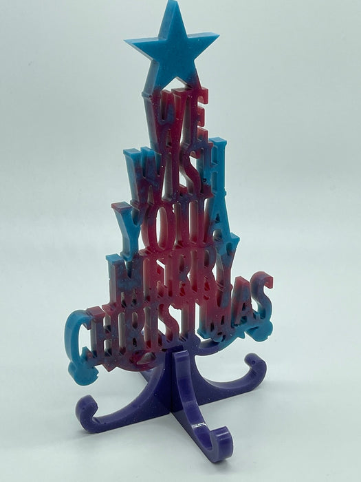 We Wish You A Merry Christmas Resin Tree Decoration. 3D