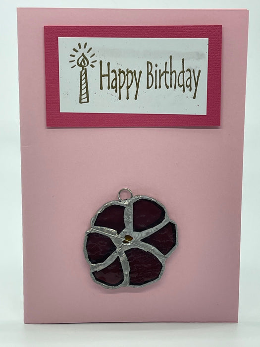 Happy Birthday Leadlight, Sun Catcher Gift Card. Blank Card.