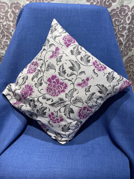 Purple & Cream Colourful Flower Handmade Cushion Cover