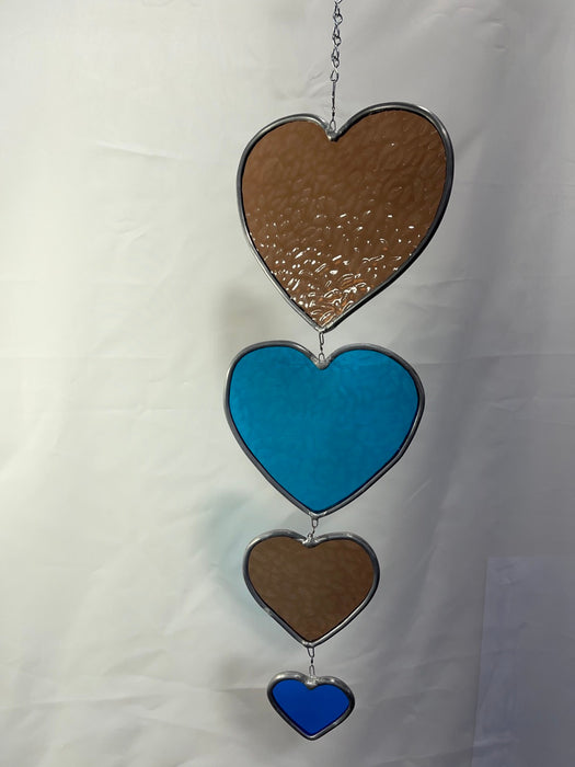 4 Hearts Spinning Suncatcher Made from Leadlight.