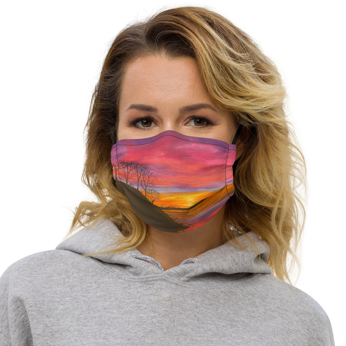 Pastel Drawing of a Sunset, face mask