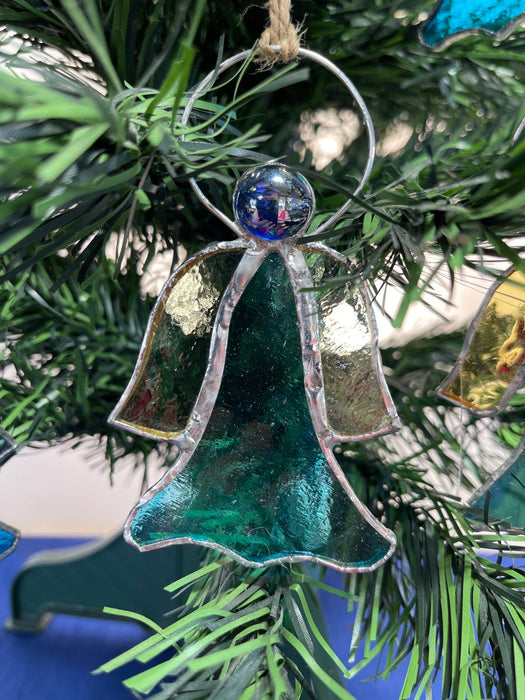 Blue Leadlight Hanging Angel Ornament