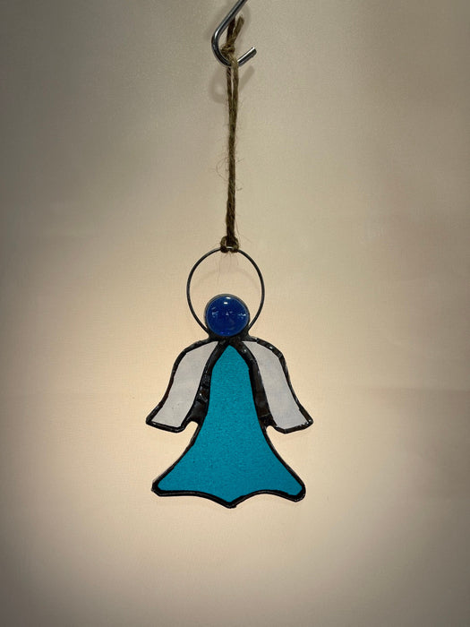 Blue Leadlight Angel Hanging Ornament