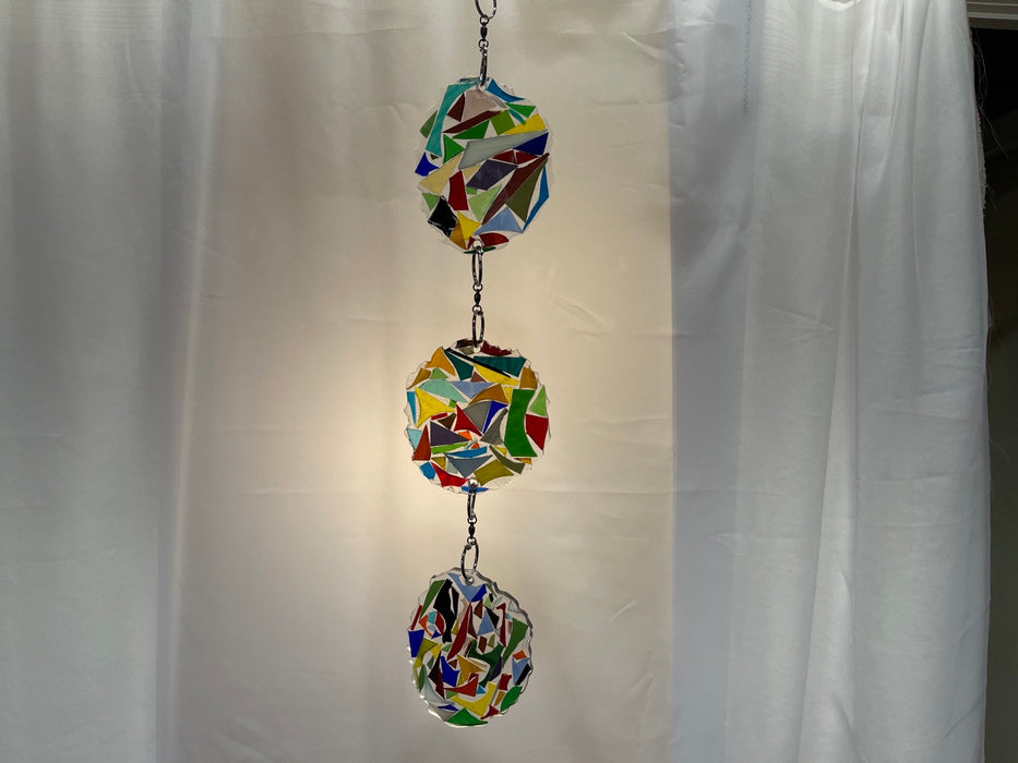 Spinning Sun Catcher Mobile Handmade Eclectic Colourful