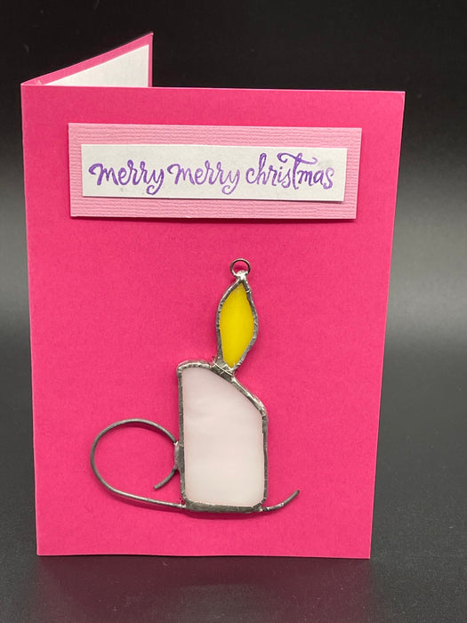 Merry Christmas Leadlight, Sun Catcher Gift Card. Blank