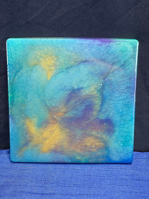 Square Placemat, Cheese Board Handmade Resin Eclectic