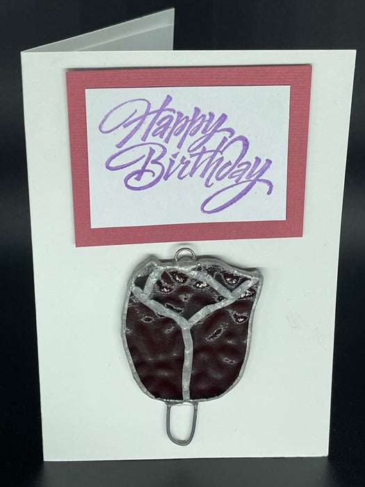 Happy Birthday Leadlight, Sun Catcher Gift Card. Blank