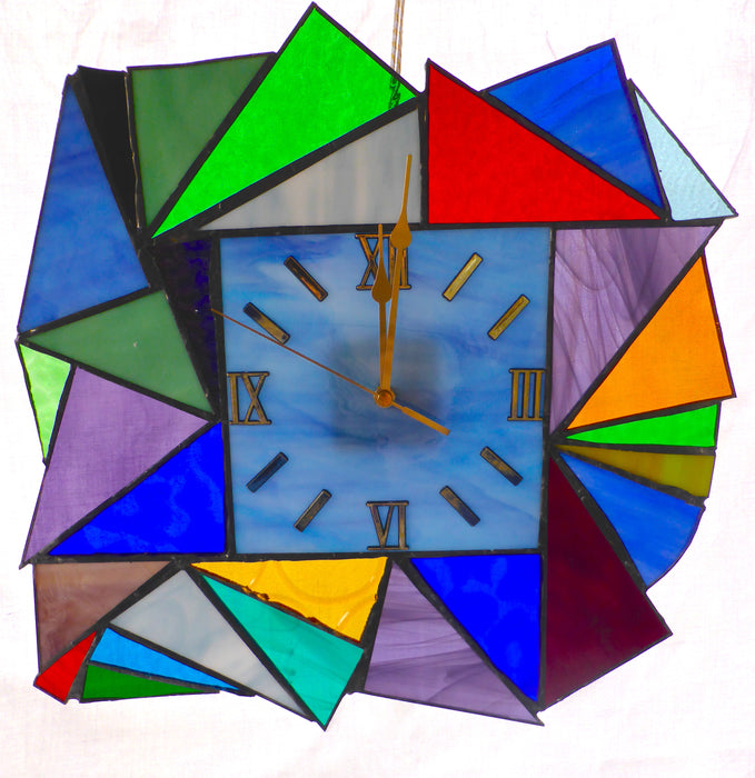 Unique Colourful Handmade Leadlight Clock