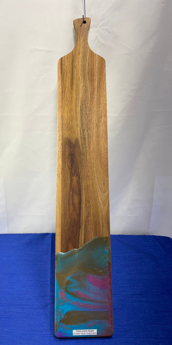 Long Rectangle Breadboard, Cheese Board Handmade Wood and Resin