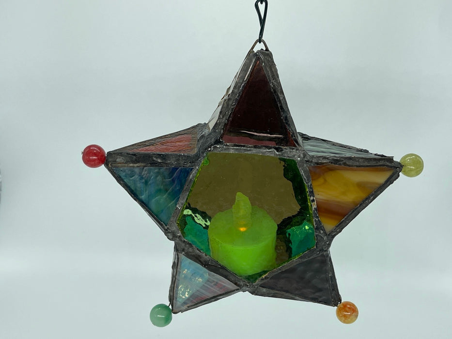 Hanging Tea Light Candle Star Made from Leadlight.