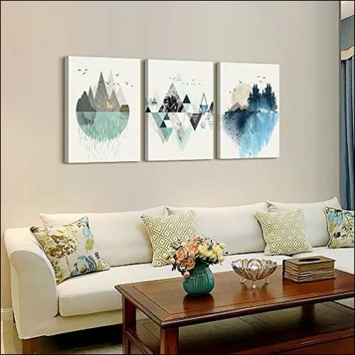 Geometric Mountain 3PC Framed Canvas Painting