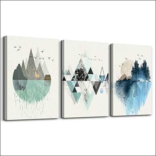 Geometric Mountain 3PC Framed Canvas Painting