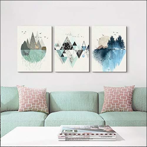Geometric Mountain 3PC Framed Canvas Painting