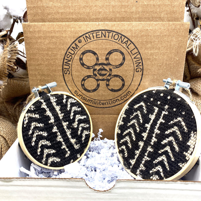 Black & White Authentic Mudcloth Ornaments (2 pk) Gift Set