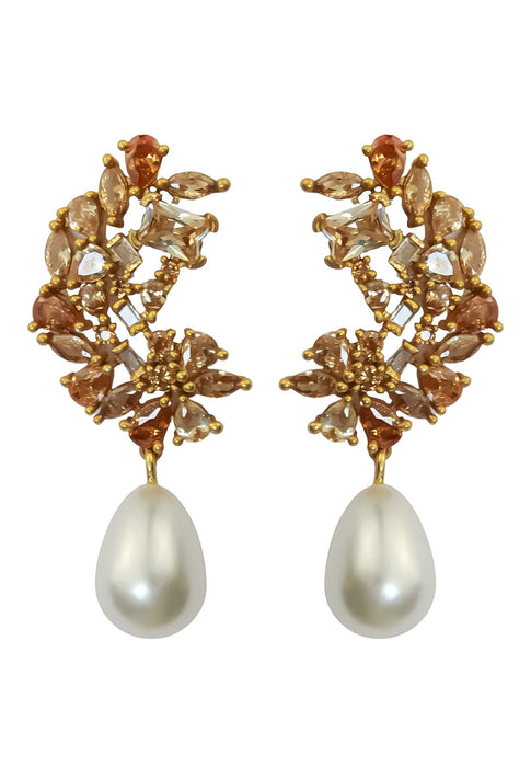 Golden Frosty Pearl Earrings by Bombay Sunset