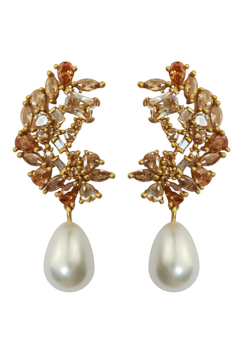 Golden Frosty Pearl Earrings by Bombay Sunset