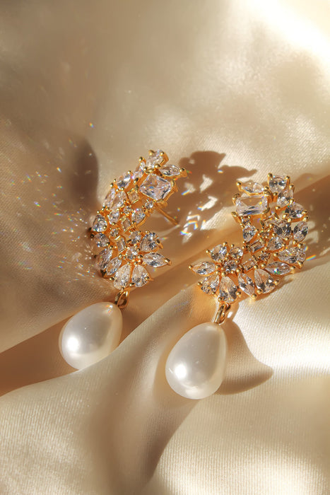 Golden Frosty Pearl Earrings by Bombay Sunset