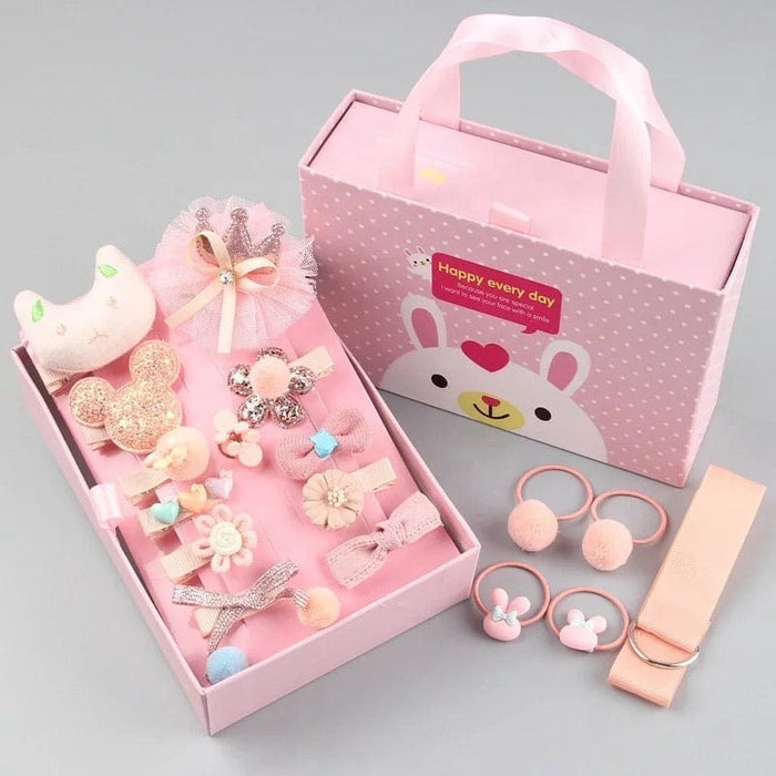 Kids Hair Accessories Gift Box For Girls | 18Pcs | Gift Set For Kids 0-10 Years