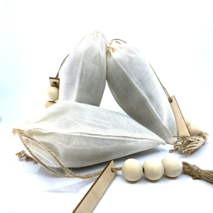 100% Naturally Dried Lavender Flowers, Jute & Wooden Beaded Drawstring Sack, 1/2 oz