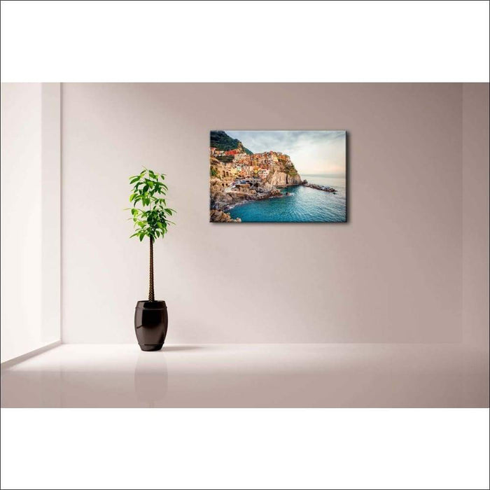 Manarola Sea Framed Canvas Painting