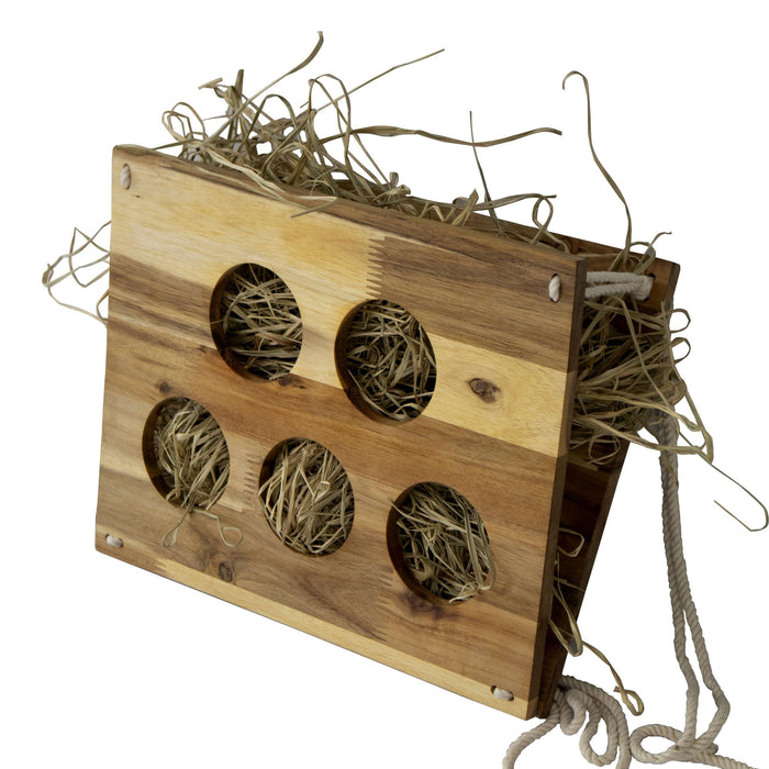 Wooden Rabbit Hay Feeder | Food Manger & Dispenser, Hay Grass Rack for Small Pets