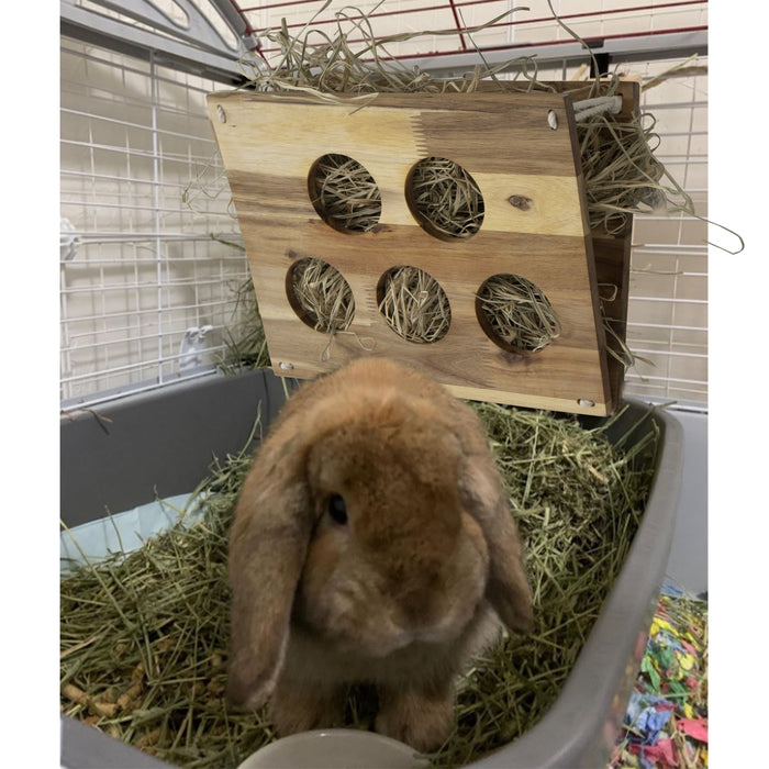 Wooden Rabbit Hay Feeder | Food Manger & Dispenser, Hay Grass Rack for Small Pets
