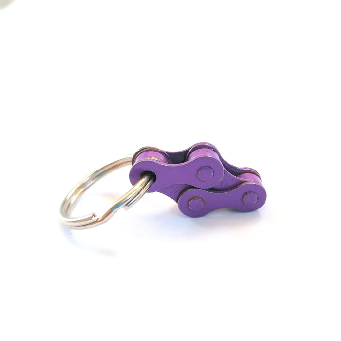 Bike Key Ring “4”, made of Recycled Bike Chain - purple