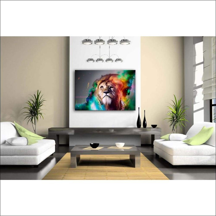 Rainbow Lion Framed Canvas Painting
