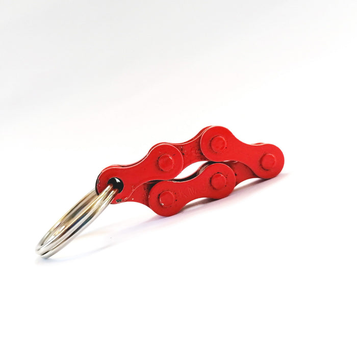 Bike Key Chain “6”, made of Bike Chain. red