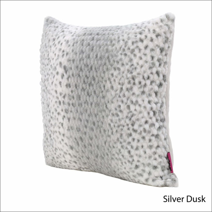Silver Dusk Faux Fur Throw Pillow