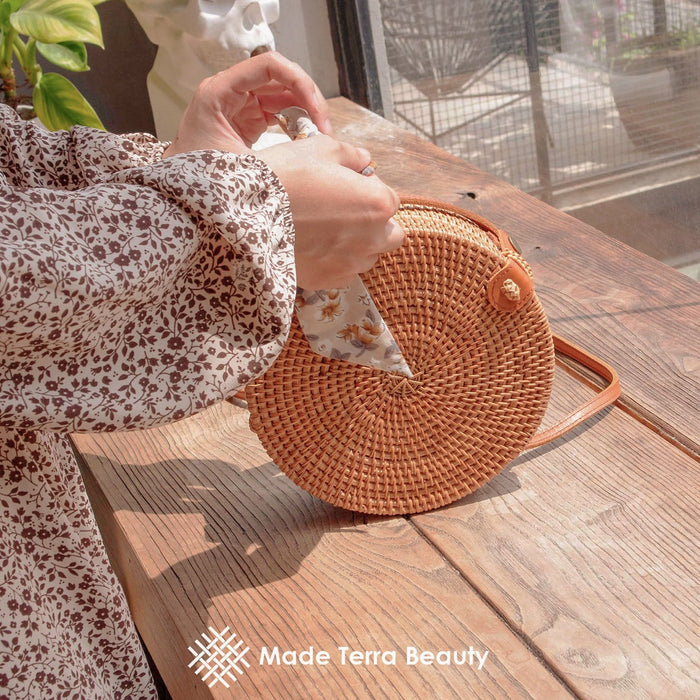 8" Rattan Straw Bag (Minimal Design) | Summer Essential Boho Beach Crossbody