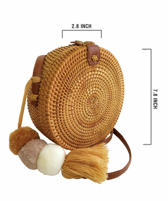 8" Rattan Straw Bag (Minimal Design) | Summer Essential Boho Beach Crossbody